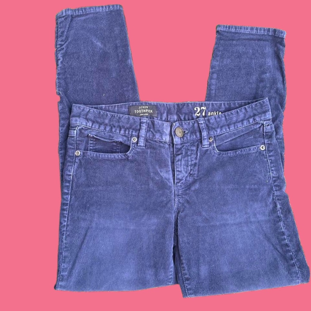 BRAND NEW WITHOUT TAGS J.CREW NAVY BLUE CORDUROY TOOTHPICK ANKLE PANTS SIZE 27